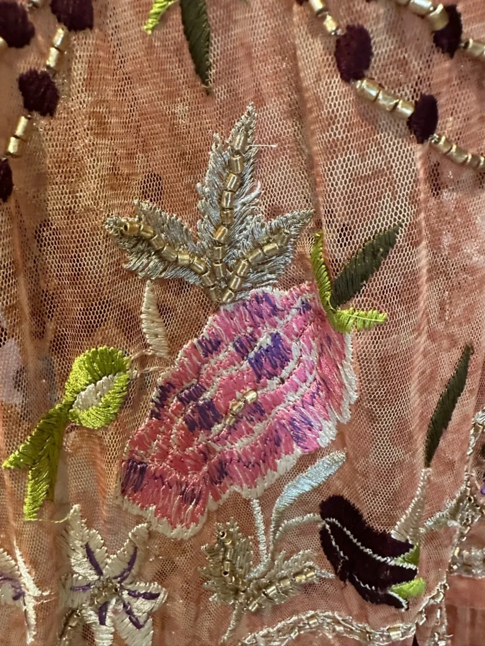 EXQUISITE Free People Peach Embroidered and beaded Maxi Dress - Picture 14 of 14